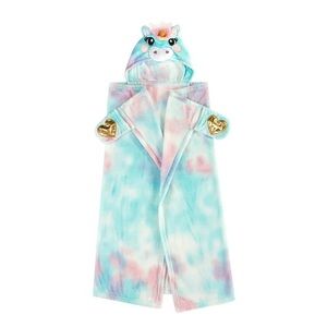 Rainbow Unicorn Hooded Blanket w/ Mittens